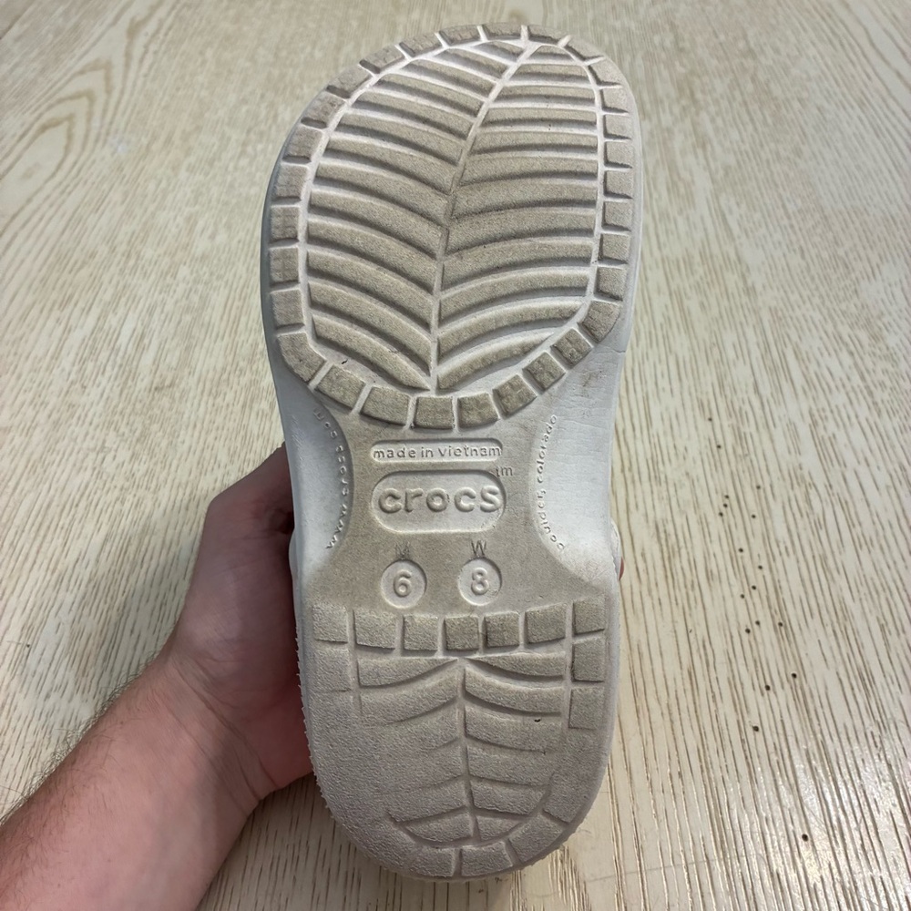 Crocs Classic Baya Fur Lined Clogs Shoes (White/Grey) - Picture 9 of 14